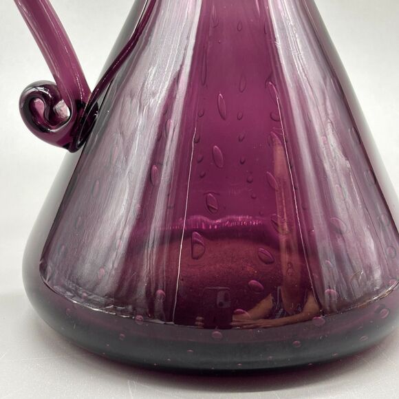 Rainbow Glass Company Amethyst Bullicante Pitcher Ewer Mid Century Modern 1960s - Picture 5 of 8